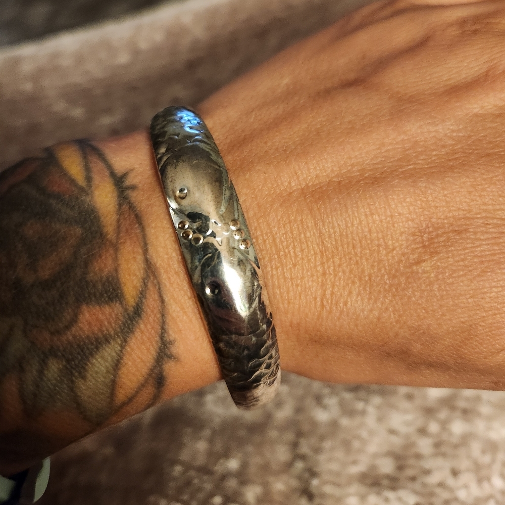 Silver Double Koi Fish Bangle Bracelet
